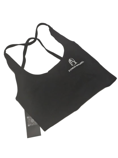 women's gym top multiple straps black