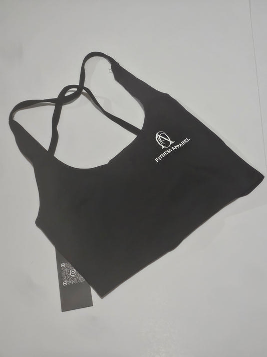 women's gym top multiple straps black
