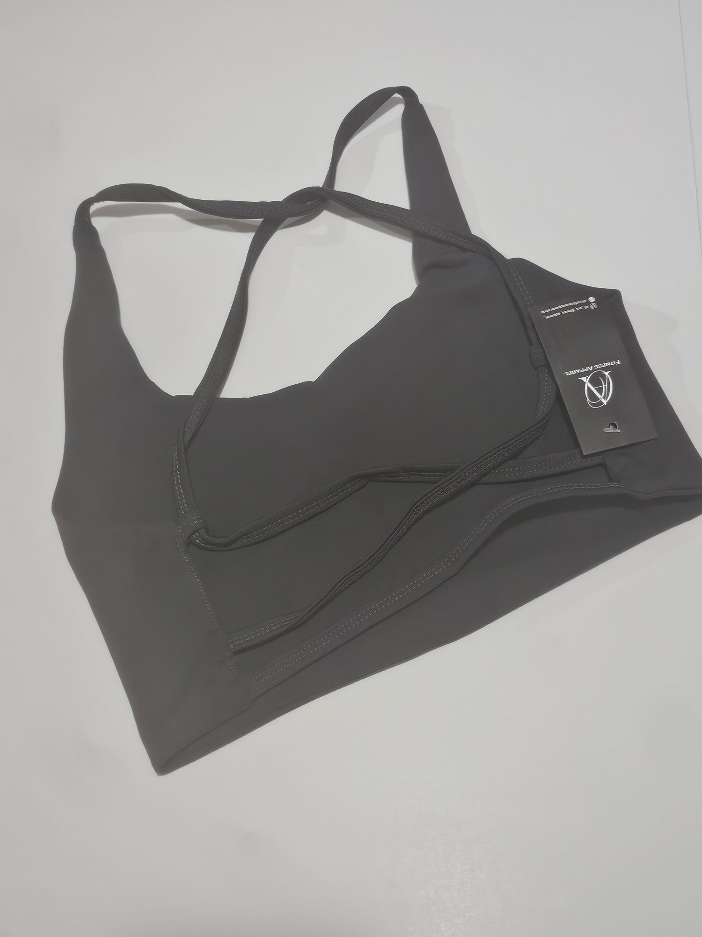 women's gym top multiple straps grey