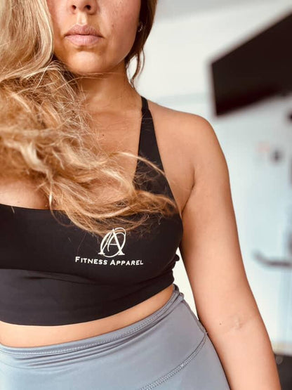 women's gym top multiple straps black