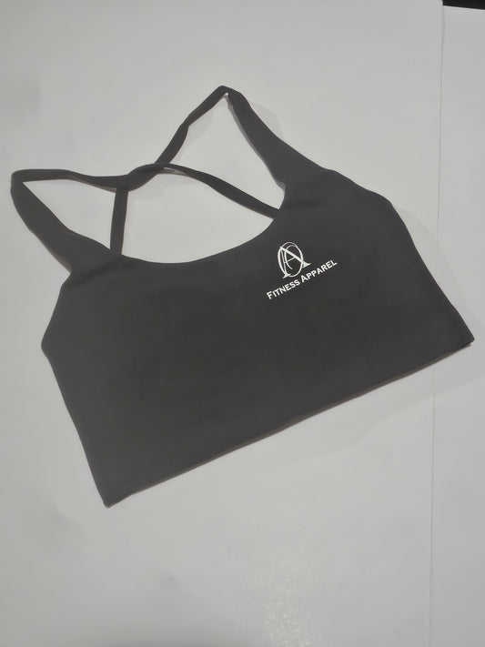 women's gym top multiple straps grey